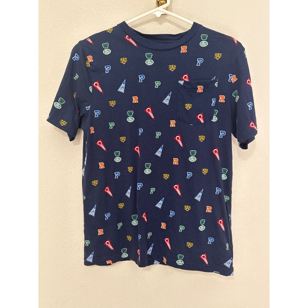 Polo Ralph Lauren T-Shirt Boys Large L Navy Blue Collegiate Pennant Print Tee